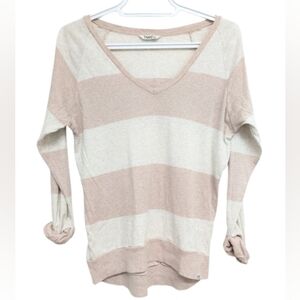 Aritzia TNA women's dusty pink soft knit long sleeve striped shirt size S